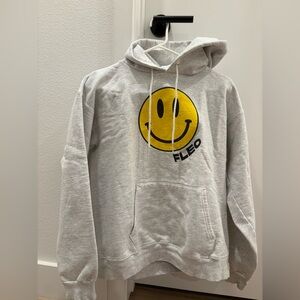 Fleo Light Gray Hoodie with Yellow Smiley